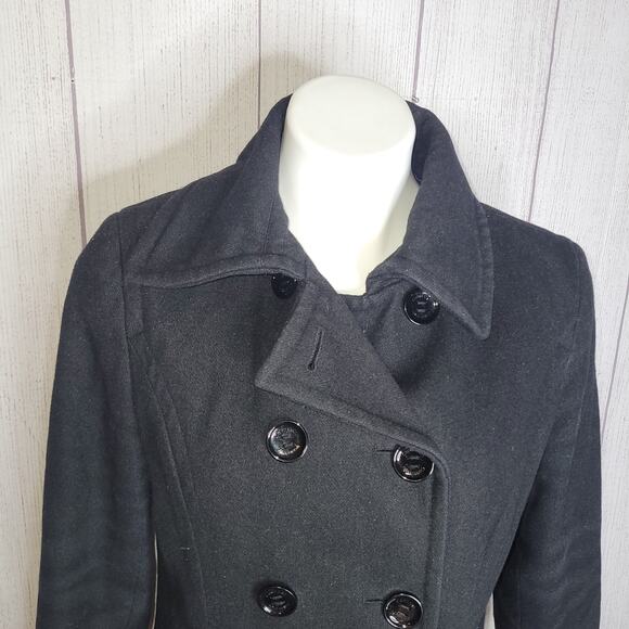 Calvin Klein Black Wool Blend Peacoat Purple Quilted Lining Womens Size 4 - Picture 6 of 10